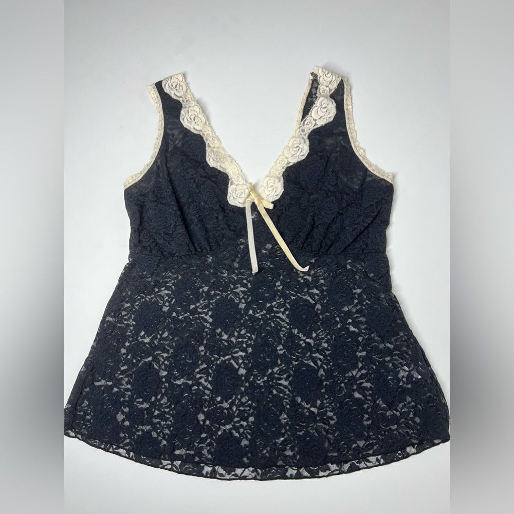 Delicates Lace Black Vintage Top Size M